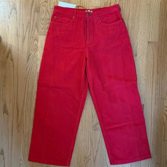 NWT Frances Valentine Jane Corduroy Pants Red Wide Leg Size 4 - Picture 5 of 5